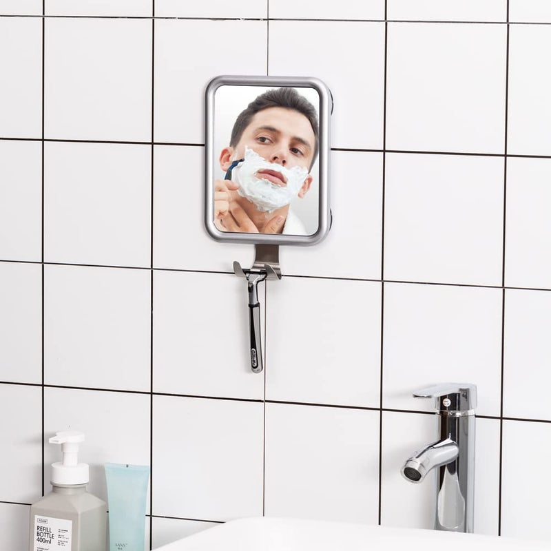 Lunmore Shower Mirror Fogless for Shaving  Rectangle with 4 Suction Cups Fogless Shower Mirror with Razor Holder Drop-Proof & Rust-Resistant - Image 3